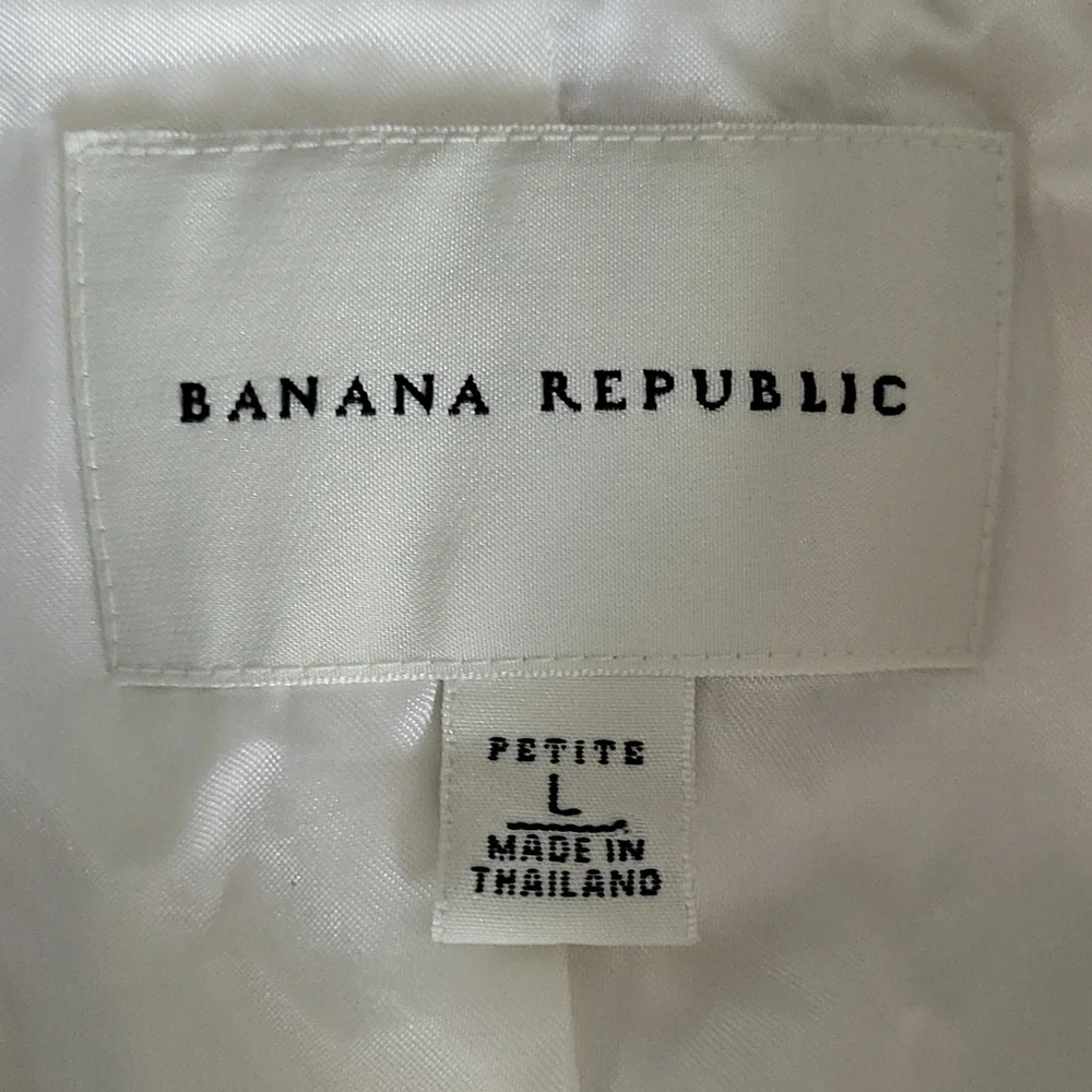 Banana Republic Large Petite Poplin White Lined Spring Button Coat - Picture 7 of 14